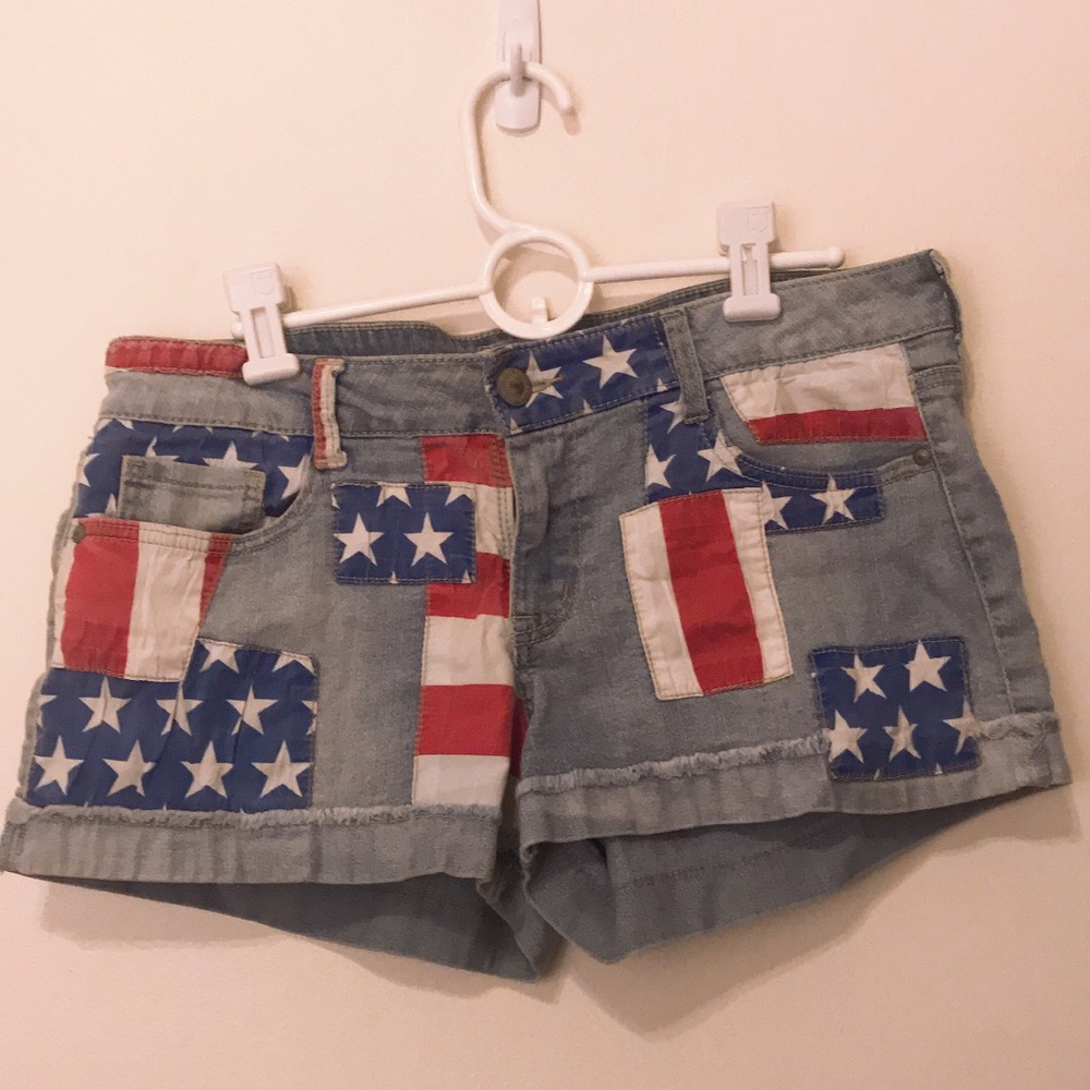 Ashley Lowrise Stars American Flag Denim Shorts